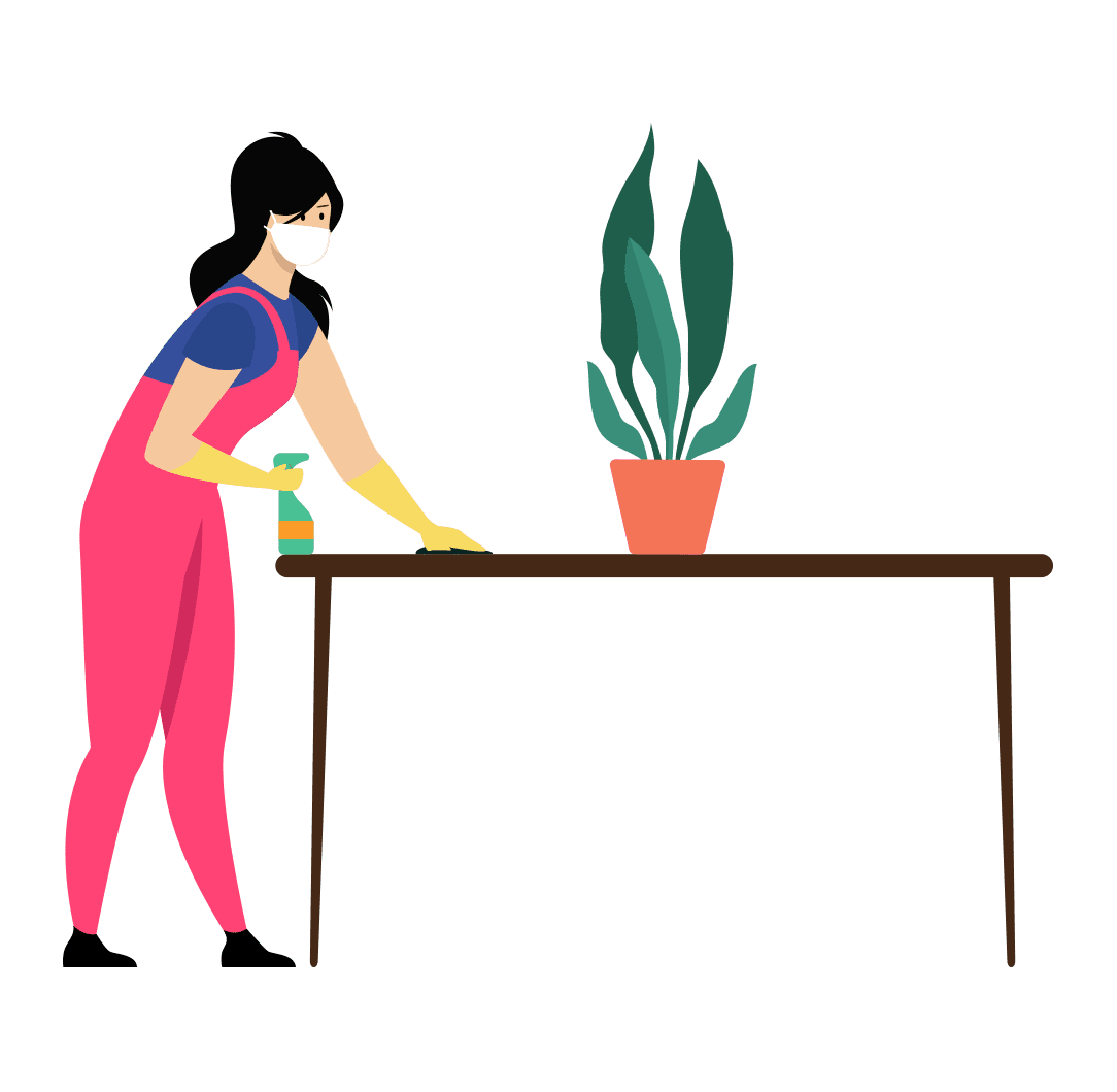 Ilustración mujer limpiando una mesa