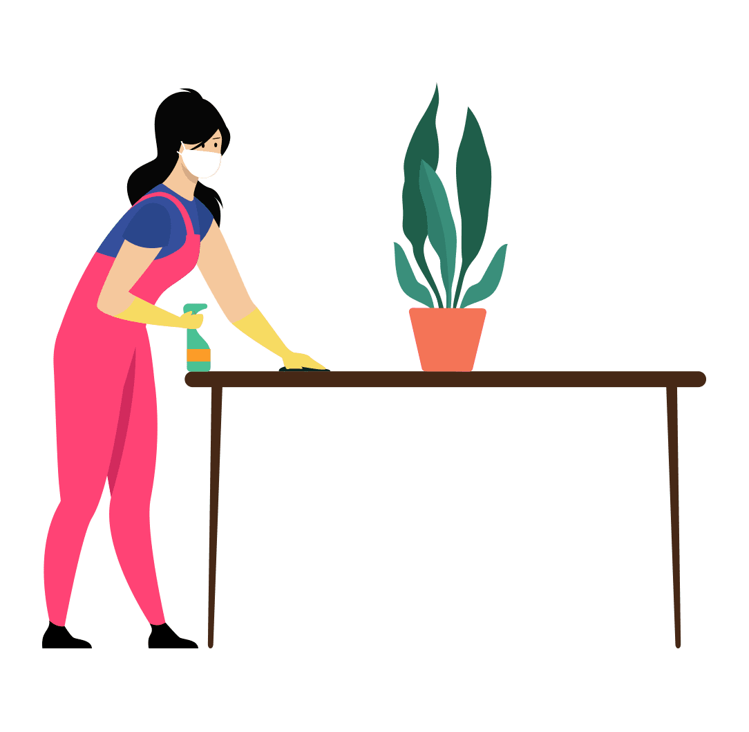 Ilustracin mujer limpiando una mesa